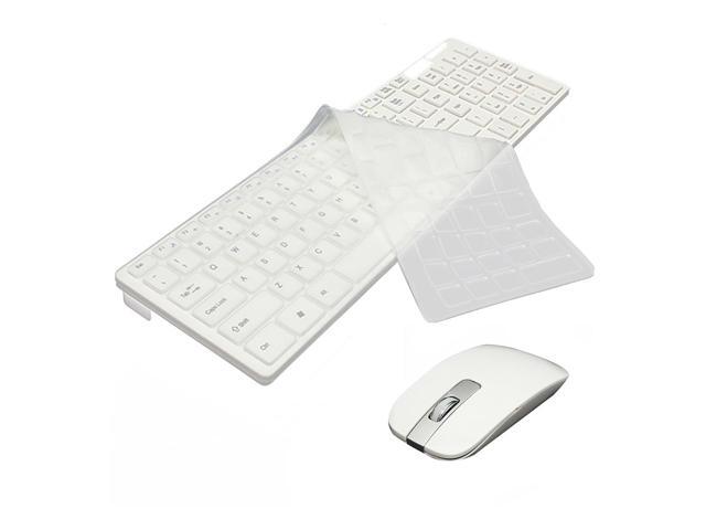 24G Wireless Optical Keyboard + Mouse USB Receiver Kit with Keyboard Cover for PC White