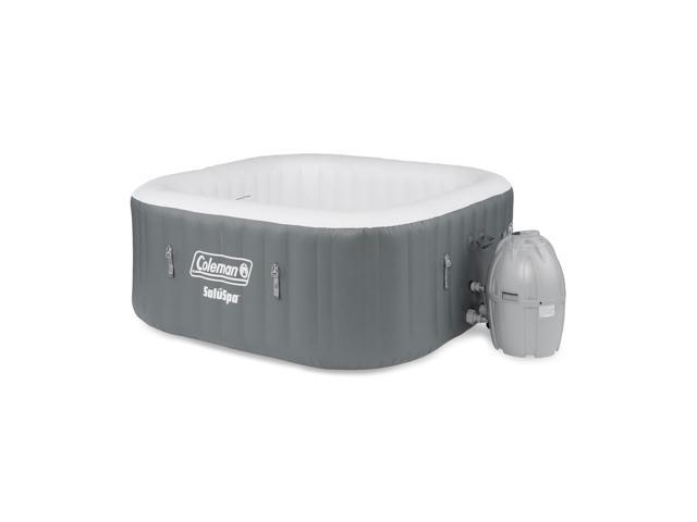 Coleman SaluSpa 4 Person Inflatable Portable Square Air Jet Bubble Hot Tub Gray