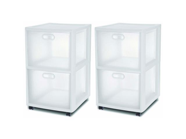 Sterilite 36208002 Ultra 2 Drawer Plastic Rolling Storage Container (2-Pack)