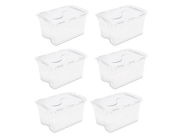 Sterilite 19148006 48 Quart Clear Hinged Plastic Storage Container (6 Pack)