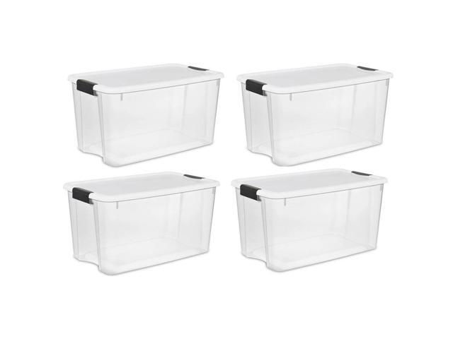 Sterilite 70 Qt Extra Large Clear Durable Stacking Storage Container Box 4 Pack