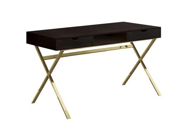 COMPUTER DESK - 48'L / CAPPUCCINO / GOLD METAL