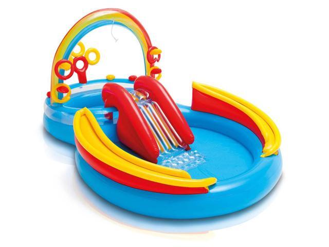 Intex 975ft x 63ft x 53in Rainbow Ring Center Slide Kids Play Inflatable Pool