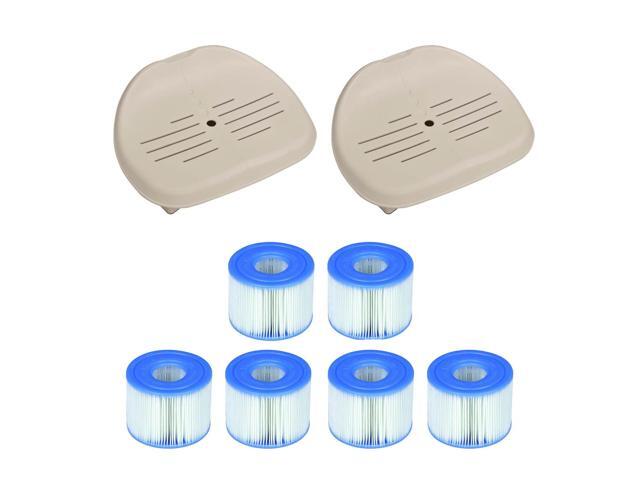 Intex Pure Spa Hot Tub Seat Accessory (Pair) + PureSpa Type S1 Filters (6 Count)