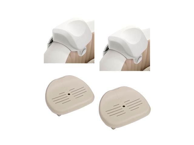 Intex 28505E PureSpa Foam Headrest (2 Pack) & Intex 28502E Hot Tub Seat (2 Pack)