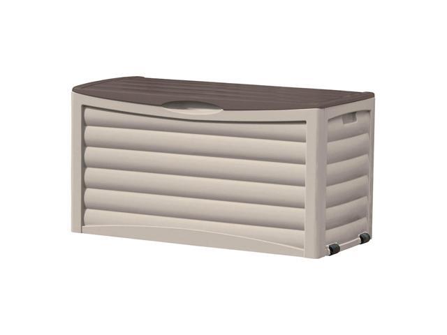 Suncast DB8300 83 Gallon Outdoor Patio Storage Chest with Handles Mocha/Taupe