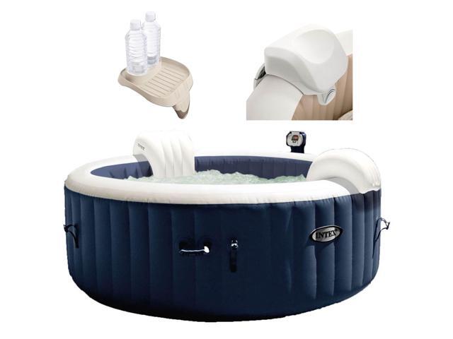 Intex 28405E Pure Spa 4 Person Inflatable Hot Tub With Headrest And Cup Holder