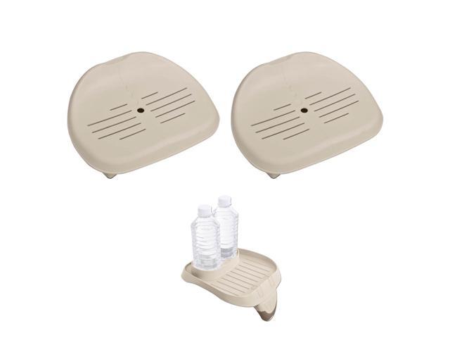 Intex Removable Slip-Resistant Hot Tub Seat (2 Pack) & Cup Holder Tray Accessory