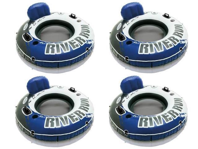 Intex River Run Inflatable Floating Tube Water Raft for Lake River Pool (4 Pack)