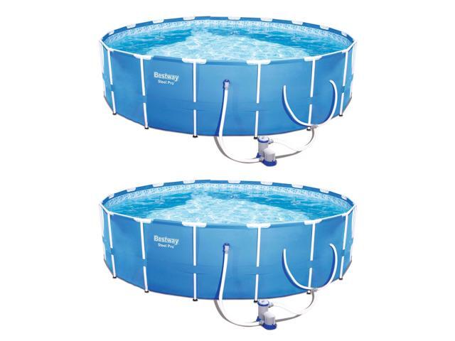 Bestway Steel Pro 12ft x 30in Frame Above Ground Pool Set w/ 2 Pack Filter Pump