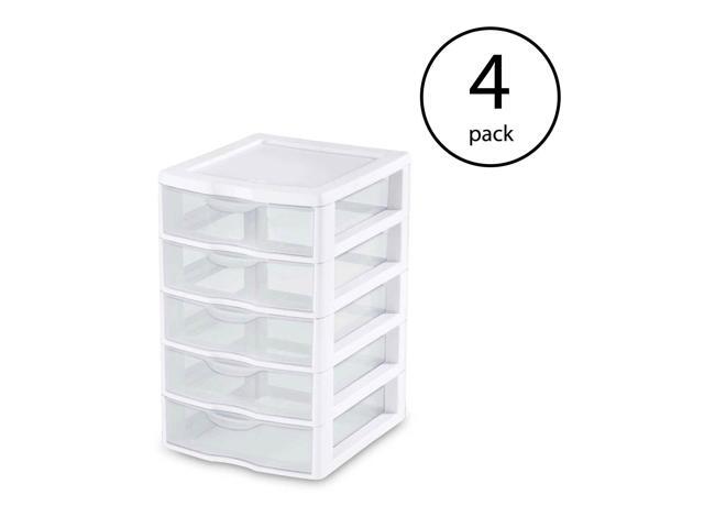 Clearview Small Plastic 5 Drawer Desktop Storage System (4 Pack)