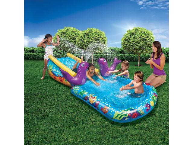 Banzai Kid Toddler Outdoor Inflatable My First Water Slide and Splash Pool
