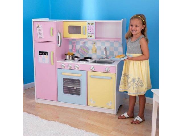 KidKraft Large Pastel Pink Wooden Children Kitchen Pretend Play Set 53181