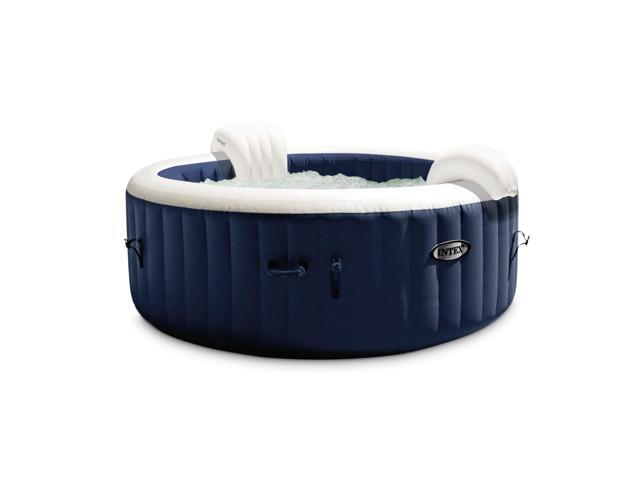 Intex PureSpa Plus 6 Person Portable Inflatable Hot Tub Jet Spa with Cover Navy