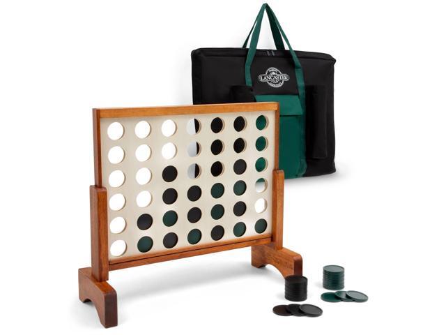 Lancaster Jumbo Size 3ft 4-In-A-Row Wooden Outdoor Game Set with Carry Bag