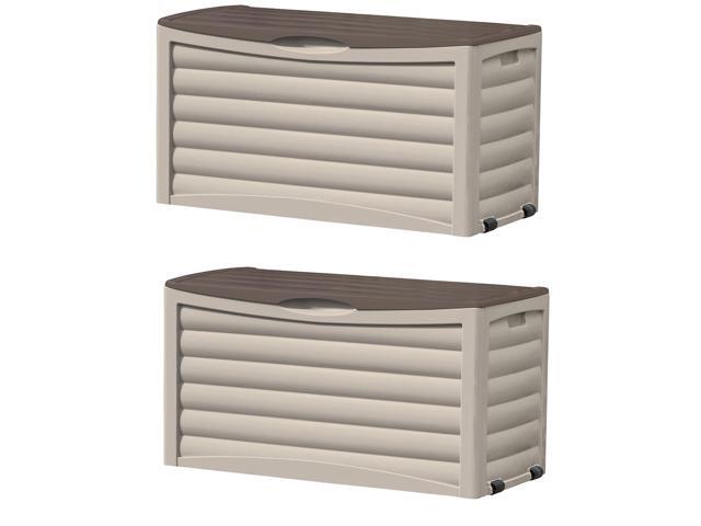 Suncast DB8300 83 Gallon Resin Outdoor Patio Storage Deck Box (2 Pack)