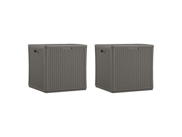 Suncast 60 Gallon Resin Outdoor Patio Storage Cube Deck Box Stoney (2 Pack)