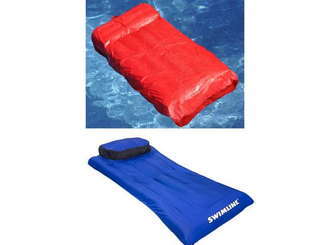 Swimline Solstice Pool Inflatable Fabric Lounger & Fabric Covered Air Mattress