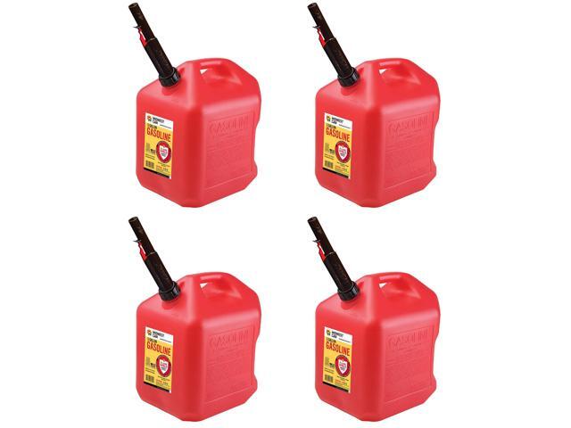 Midwest Can Company 5610 5 Gallon Gas Can Fuel Container Jugs w/ Spout (4 Pack)