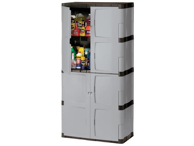 Rubbermaid Double-Door Storage Cabinet - Base/Top, 36w x 18d x 72h, Gray/Black