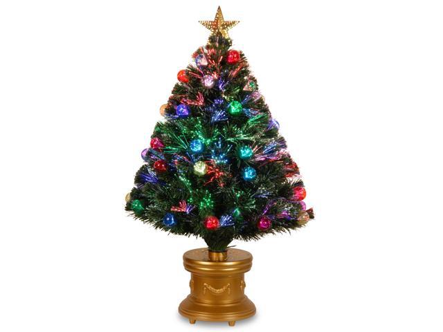 36' Pre-Lit Medium Fiber-Optic Artificial Ornamented Christmas Fireworks Tree - LED Lights