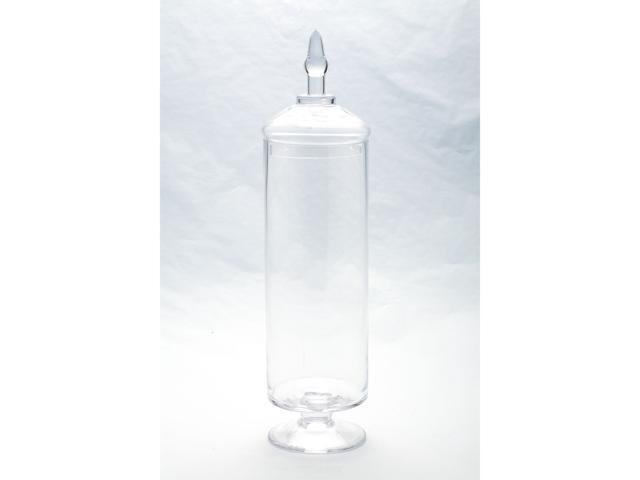 20' Clear Cylindrical Shaped Hand Blown Glass Jar with Finial Lid