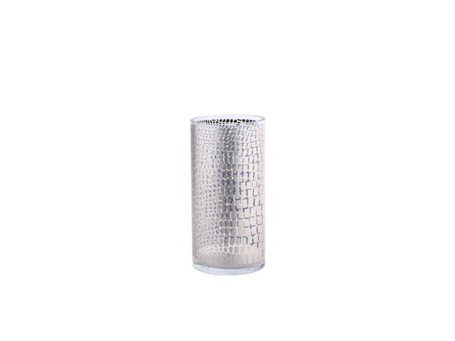 12' Silver Colored Cylindrical Glass with Mesh Design Vase