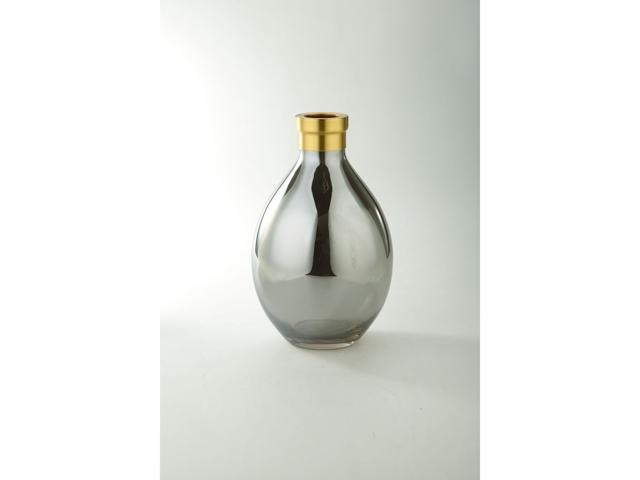 12' Clear and Gold Hand Blown Glass Tabletop Vase