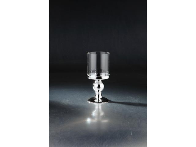 95' Clear and Silver Hand Blown Glass Candle Holder