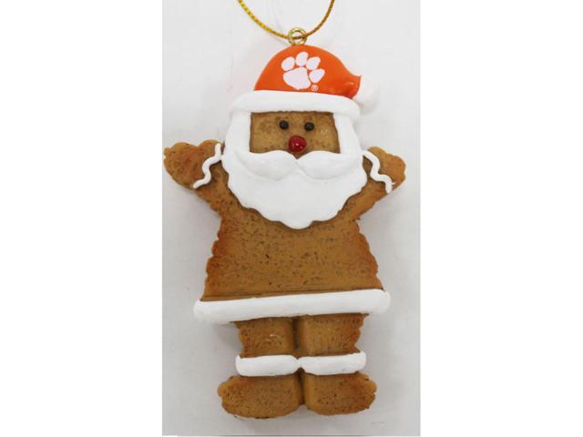 4' Brown Santa Claus Hanging Christmas Ornament with Clemson Tiger Paw Logo