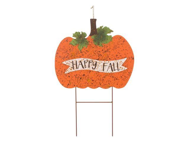 2975' Orange and Green Pumpkin Outdoor Yard Stake Thanksgiving Sign Decor