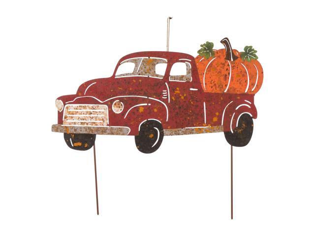 25' Red and Orange Rusty Truck Outdoor Yard Stake Thanksgiving Decor