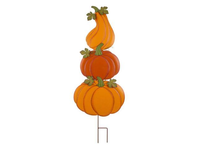 42' Orange and Green Pumpkin Outdoor Yard Stake Thanksgiving Decor