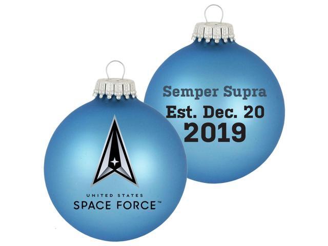 Blue and Black Glass Matte US Space Force Logo Christmas Ball Ornament 325' (80mm)