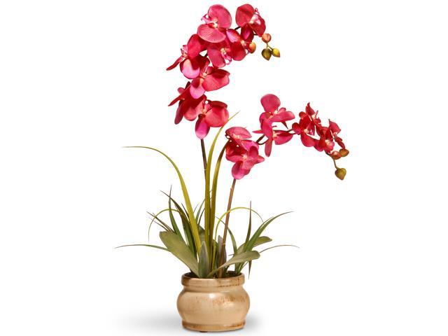 24' Potted Artificial Pink Orchid Flower