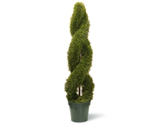 4' Potted Artificial Double Spiral Cedar Topiary Tree