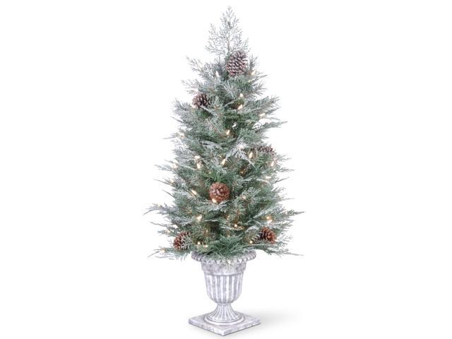 4' Pre-lit Potted Frosted Spruce Entrance Artificial Christmas Tree - Clear Lights