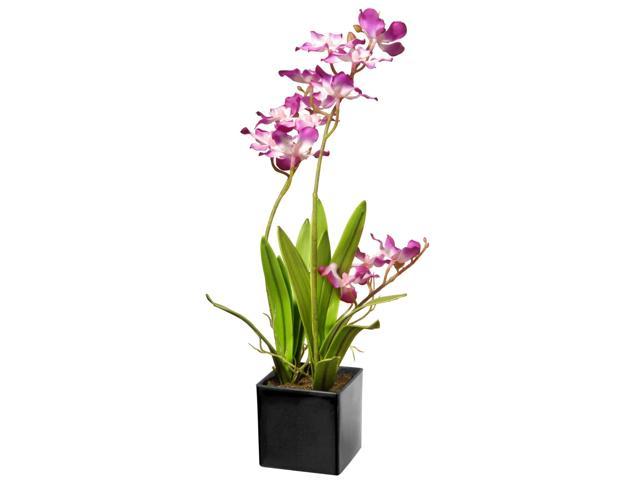 16' Potted Artificial Purple Orchid Flowers