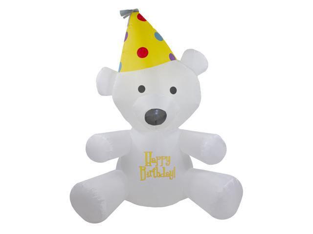 4' Inflatable Lighted Happy Birthday Bear Outdoor Decoration