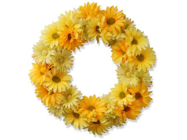 19' Unlit Garden Accents Yellow Cosmos Artificial Christmas Wreath