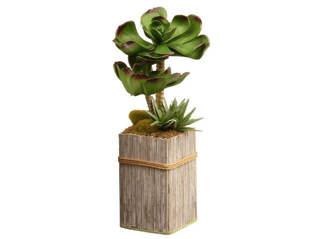 11' Green and Brown Potted Artificial Succulent Plant Garden Accents