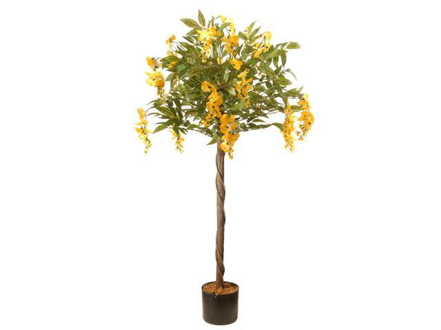 Yellow Wisteria Artificial Tree with Brown Potted Base - 48-Inch