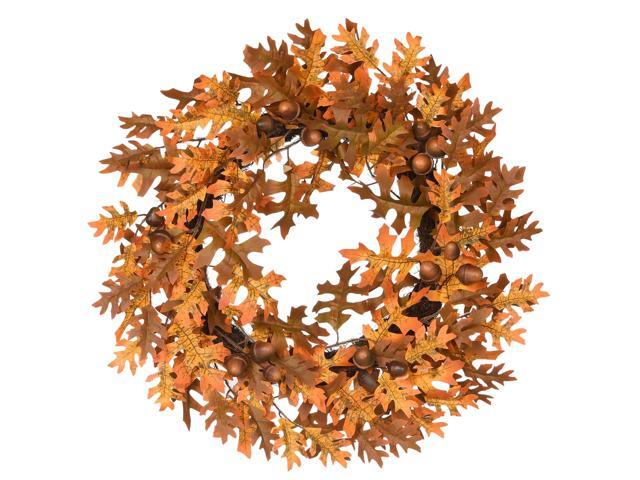Oak Leaves and Acorns Artificial Thanksgiving Wreath - 24-Inch Unlit