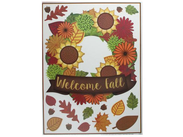 17' Brown and Yellow Thanksgiving Fall Inspired Window Cling Decorations
