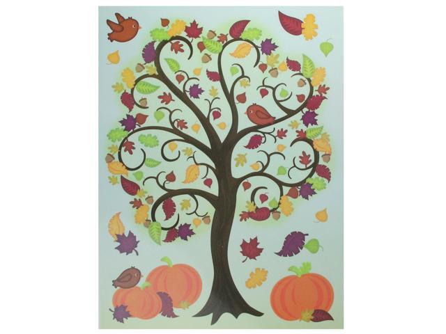 17' Brown and Yellow Thanksgiving Fall Inspired Window Cling Decorations