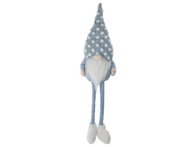 34' Blue and White Sitting Spring Gnome Figure with a Polka Dot Hat and Legs