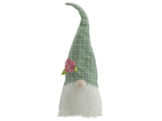 20' Green and White Plaid Spring and Easter Gnome Head Table Top Decor
