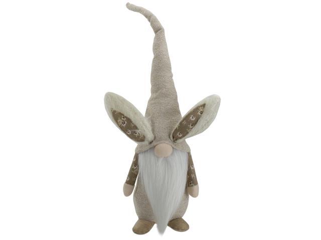20' Beige Floral Standing Easter and Spring Gnome Figure with Bunny Ears
