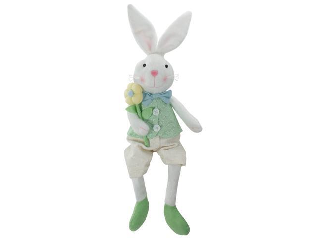24' White and Green Boy Bunny Rabbit Easter and Spring Table Top Figure