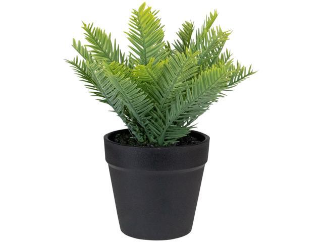 75' Green Artificial Chinese Yew Plant in Black Pot